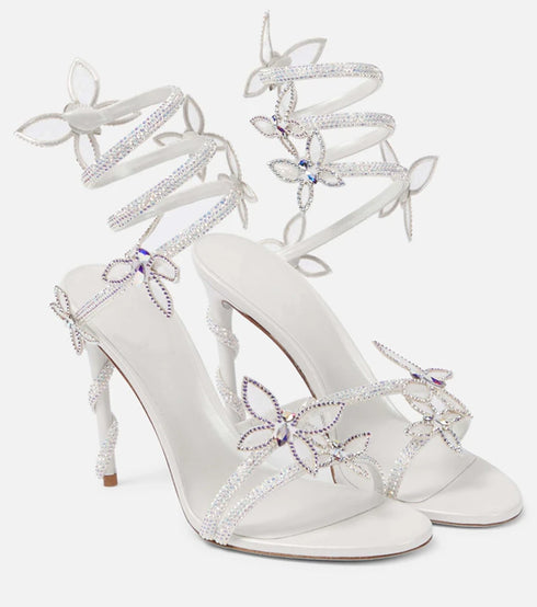 Elegant Crystal-Embellished Gladiator Sandals with Butterfly Detail for Summer Parties and Prom